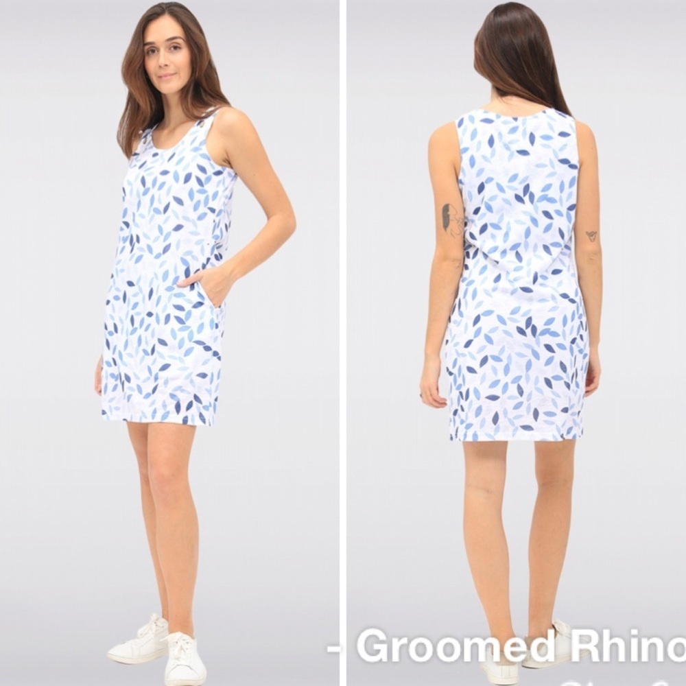 Tango Mango Blue Leave Sleeveless Shift Dress Size M